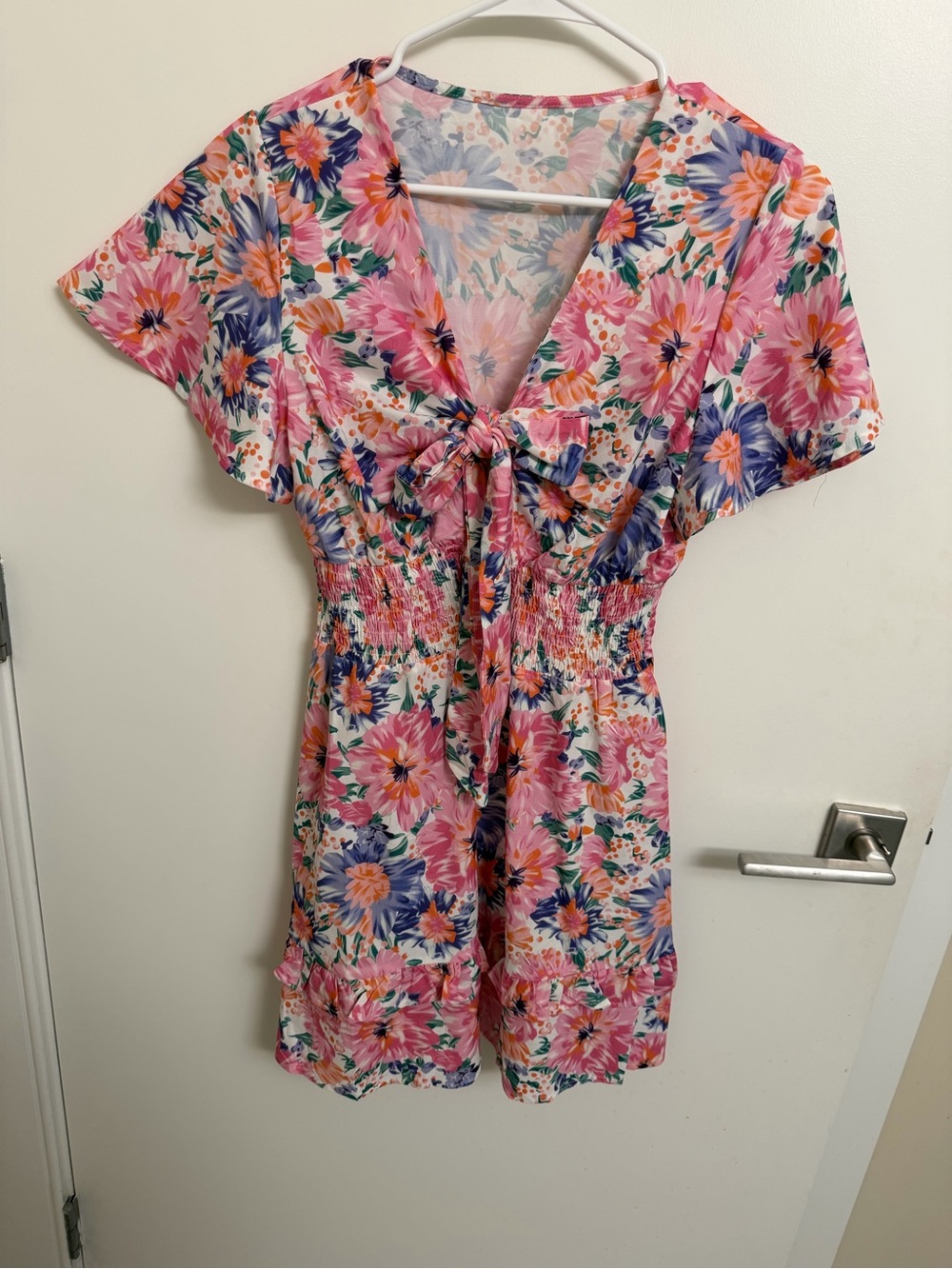 Floral Tie-Front Summer Dress in Pink